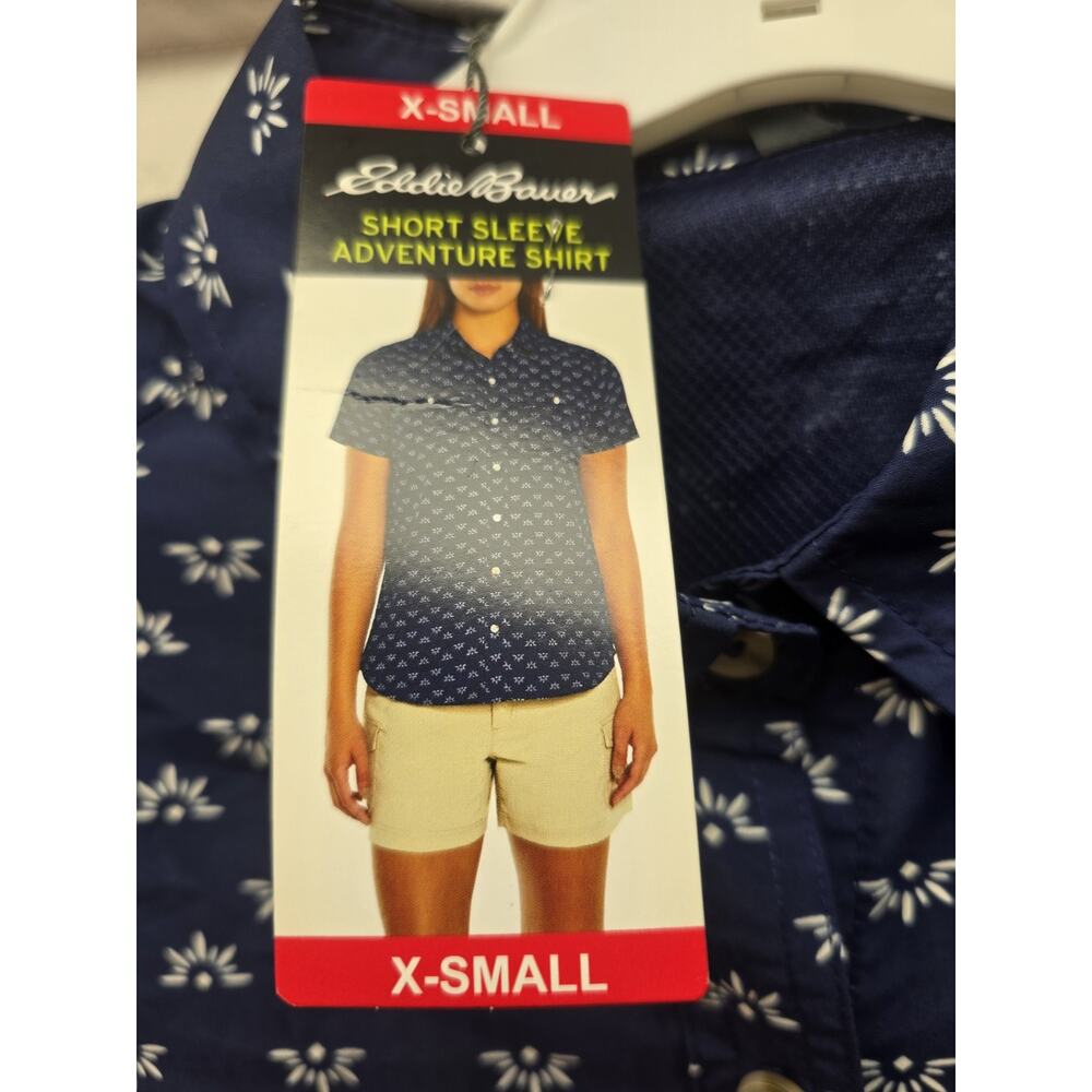 Eddie Bauer Women's Short Sleeve Wicking Adventure Shirt Blueprint Size XS s1 - Picture 3 of 8